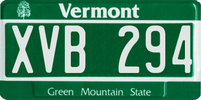 VT license plate XVB294