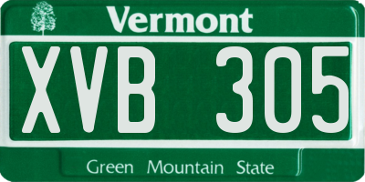 VT license plate XVB305