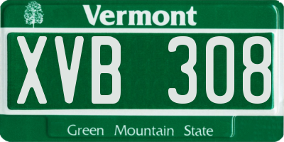VT license plate XVB308