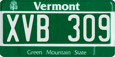 VT license plate XVB309