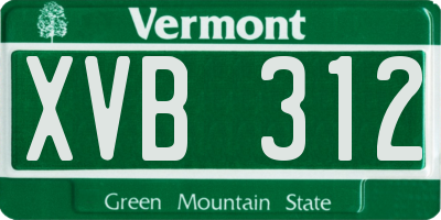 VT license plate XVB312