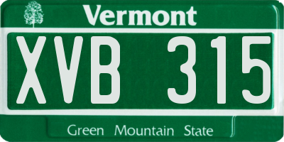 VT license plate XVB315