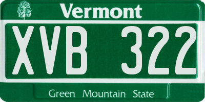 VT license plate XVB322