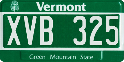 VT license plate XVB325