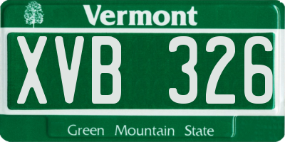 VT license plate XVB326