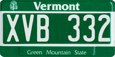 VT license plate XVB332