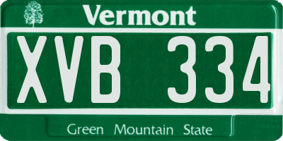 VT license plate XVB334