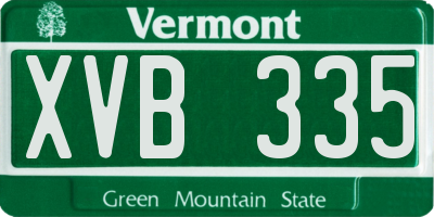 VT license plate XVB335