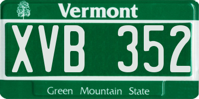 VT license plate XVB352