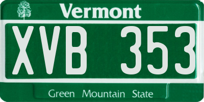 VT license plate XVB353