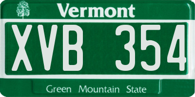 VT license plate XVB354