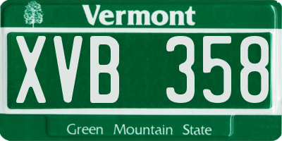 VT license plate XVB358