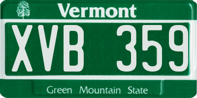 VT license plate XVB359