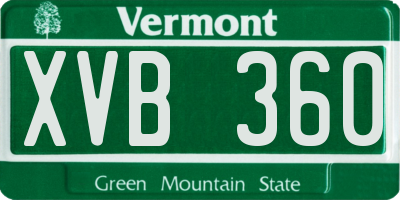 VT license plate XVB360