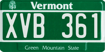VT license plate XVB361