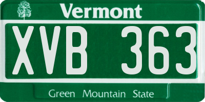 VT license plate XVB363