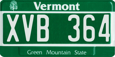 VT license plate XVB364