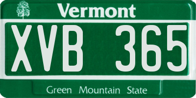 VT license plate XVB365