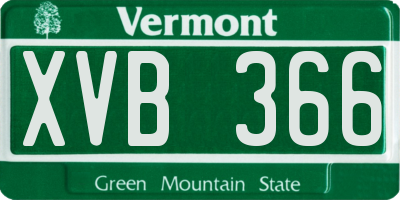 VT license plate XVB366