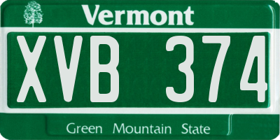 VT license plate XVB374