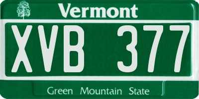 VT license plate XVB377