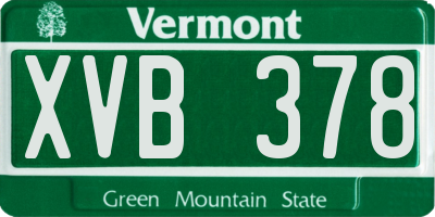 VT license plate XVB378