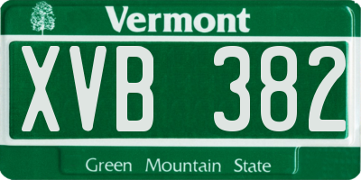 VT license plate XVB382