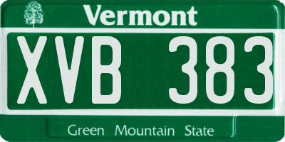 VT license plate XVB383