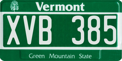VT license plate XVB385