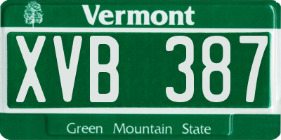 VT license plate XVB387