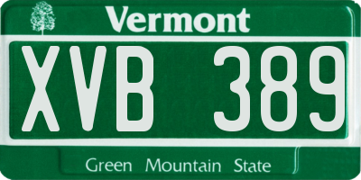 VT license plate XVB389