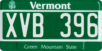 VT license plate XVB396