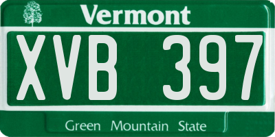 VT license plate XVB397