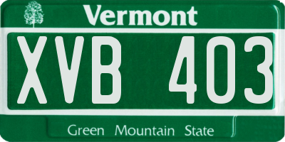 VT license plate XVB403