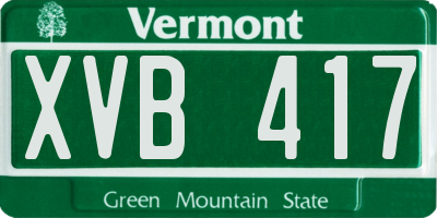 VT license plate XVB417