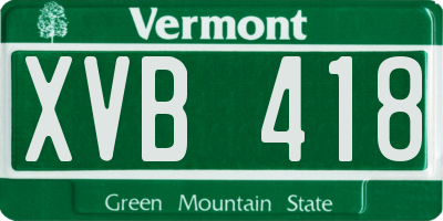 VT license plate XVB418