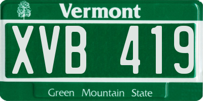 VT license plate XVB419