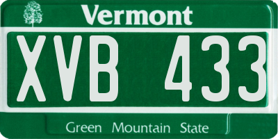 VT license plate XVB433
