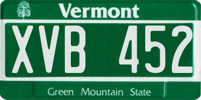 VT license plate XVB452