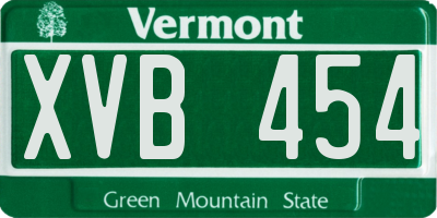 VT license plate XVB454