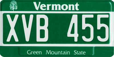 VT license plate XVB455