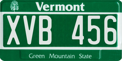 VT license plate XVB456