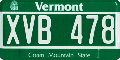 VT license plate XVB478