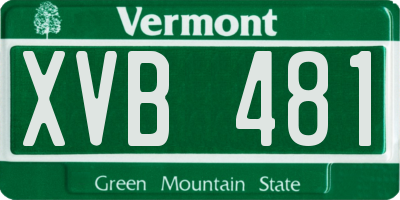 VT license plate XVB481