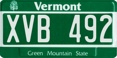 VT license plate XVB492