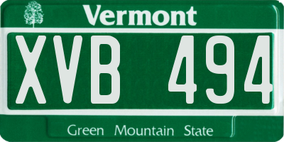 VT license plate XVB494