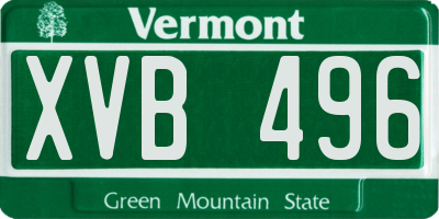 VT license plate XVB496