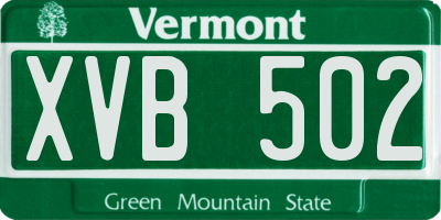 VT license plate XVB502