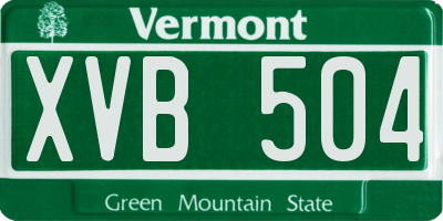 VT license plate XVB504