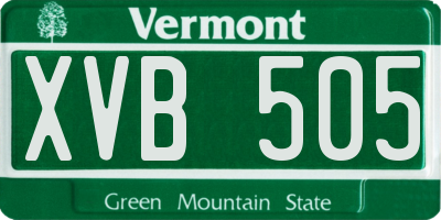VT license plate XVB505